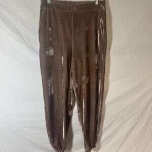 Oat New York Velvet Holiday Jogger Pants Khaki Beige/Brown, Fall Winter Lounge